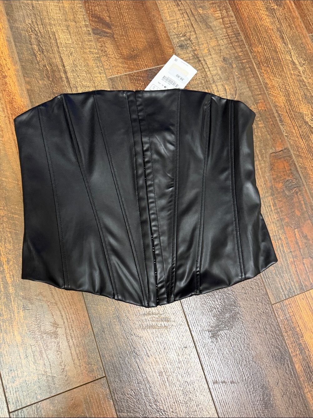 Zara Faux Leather Corset Black L Edgy Partywear Streetwear Fall Layering